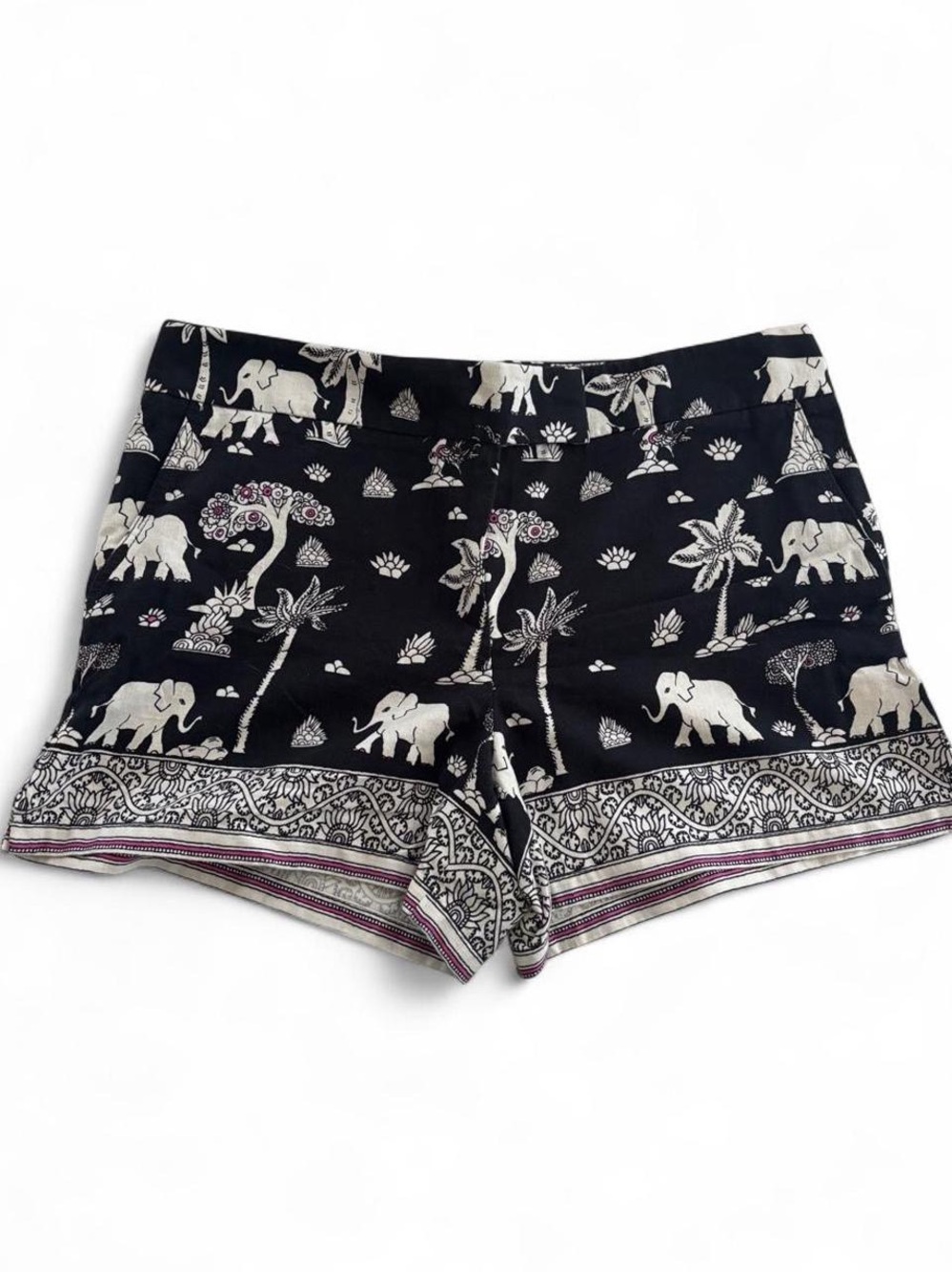 NWT Loft Linen and Cotton Black Elephant Print Women’s Shorts Sz 14
